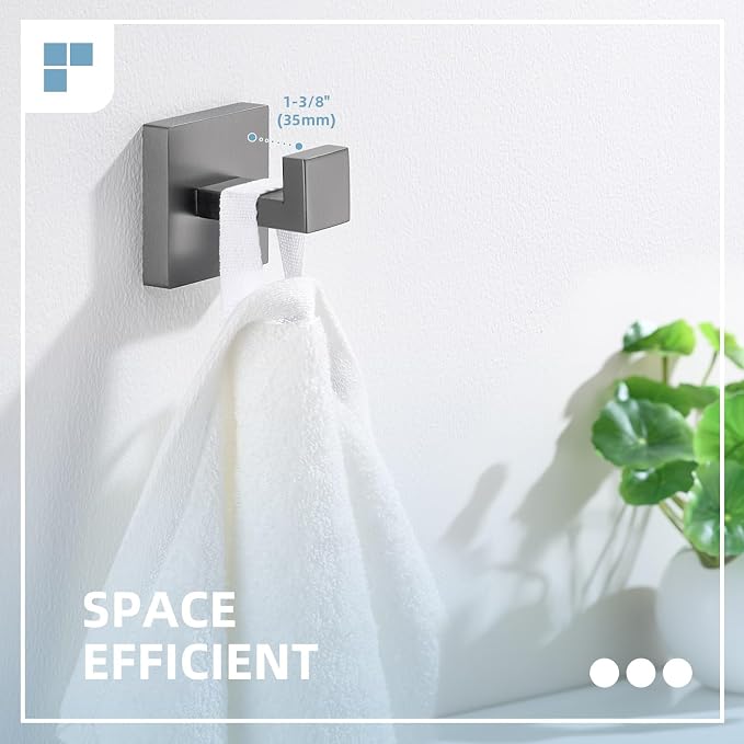 Angle Simple Bathroom Towel Hook, SUS304 Stainless Steel Hand Towel Holder, Coat Robe Clothes Hook for Wall, Gunmetal Gray