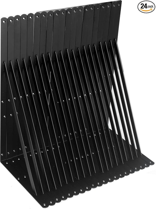 24 Pack L22 x H 12" Black Heavy Duty Shelf Brackets with Screws Metal Shelf Brackets Shelf Support Angle Brackets for Shelves L Brackets Heavy Duty Floating Shelf