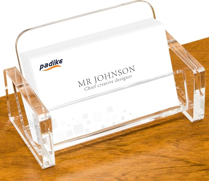 Padike Acrylic Business Card Holder Clear Business Card Stand,Premium Acrylic Clear Business Card Holder Desk Display