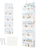 Clastyle Slepping Bear Over The Door Organizer Star Nursery Hanging Storage Organizer for Kids Clothes Diaper Toy Closet Door Hanging Shelf Storage for Bedroom Bathroom Pantry, Blue Balloon