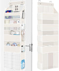 WISELIFE 5-Tier Over the Door Organizer for Hanging - 50LB Heavy-Duty Back of Door Organizer with 5 Spacious Pockets & 13 Mesh Pockets, Multipurpose Storage for Nursery, Bedroom, Closet(1 Pack, Beige)