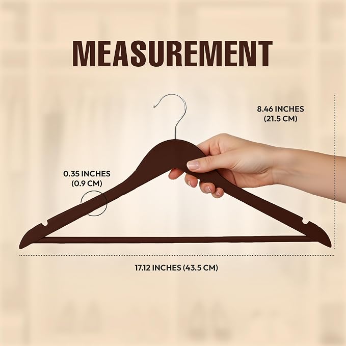 Utopia Home Premium Wooden Hangers 20 Pack - Durable & Slim Coat Hanger - Suit Hanger with 360-Degree Rotatable Hook - Wood Hangers with Shoulder Grooves (Brown Color)