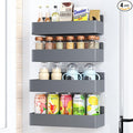 Mystozer Magnetic Spice Rack for Refrigerator, Kitchen Organizer and Storage Shelf, Grey (4 Pack)…