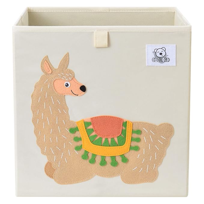 Foldable Animal Cube Storage Bins Fabric Toy Box/Chest/Organizer for Toddler/Kids Nursery, Playroom, 13 inch (Alpaca)