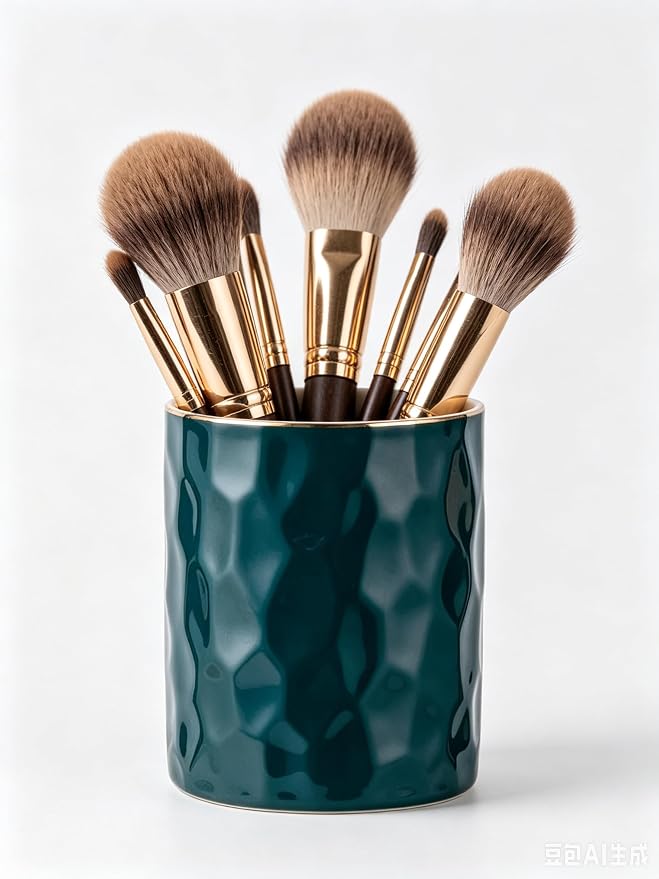 Ceramic Pen Holder Stand Cup Pencil Holder Organizer Makeup Brush Holders for Home Office Desk (Dark-Green)