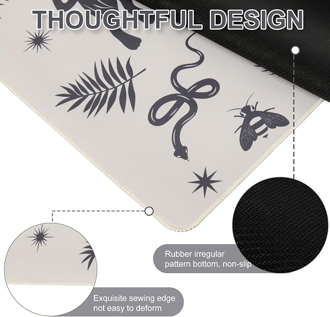 L-SPOUTTO Mystical Desk Mat for Keyboard and Mouse,XXL Gaming Mouse Pad | Boho 35.4x15.7in Non-Slip Rubber Base Keyboard Pad Large Desktop Mat for Laptop Computer Work Home Office