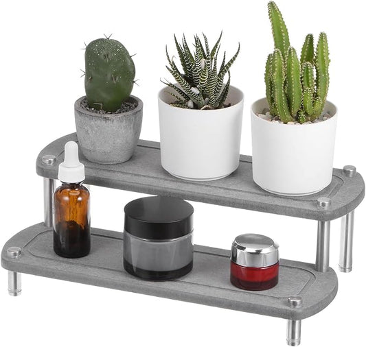 uxcell Modern Dark Grey 2-Tier Instant Dry Sink Organizer, Fast Drying Stone Sink Tray, Countertop Caddy, 30 lb Capacity