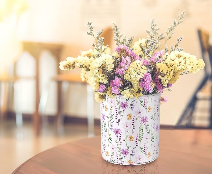 Pen Holder, Makeup Brush Holder Leather Cute Vintage Flowers Pattern Pencil Cup for Girls Kids Women Durable Stand Desk Organizer Storage Gift for Office, Classroom, Home, Cute Flower