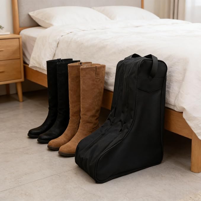 Cowboy Boot Travel Bag - Heavy Duty 600D Oxford Cloth Dust-Proof Storage Pouch with Dual Compartment - Equestrian and Tall Western Shoe Bags for Men and Women Rodeos Horse Shows Ranch Gear