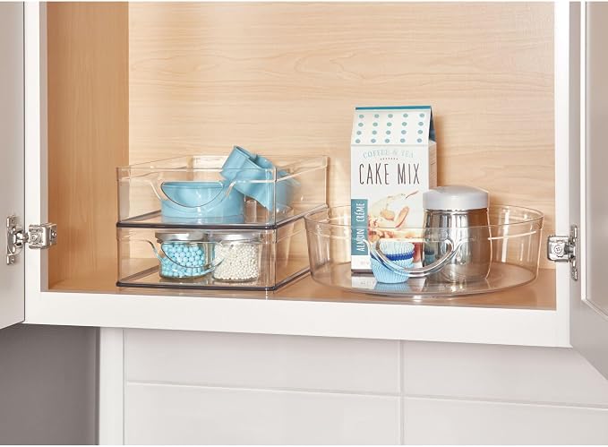 InterDesign iDesign Stackable Pantry Bin with Handles for Cabinets or Fridge, Clear, Made in USA (Pack of 4)