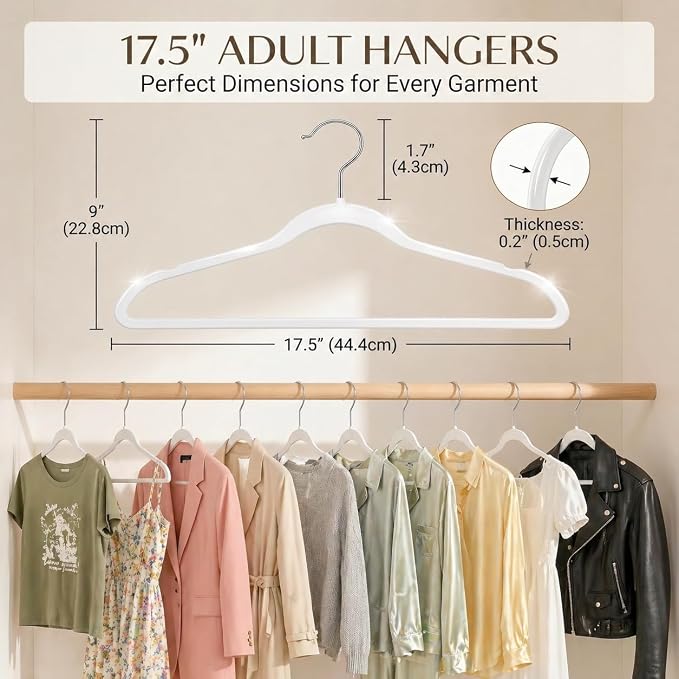 SMARTOR Plastic Hangers 20 Pack - Thin Hangers for Space Saving - White | Heavy Duty for 11Lbs Clothes, Swivel Hook, Non Slip Notches for Camisole, 0.2" Thin for Small Closet, Durable and Flexible