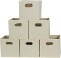 Household Essentials 82-1 Foldable Fabric Storage Bins |Set of 6 Cubby Cubes with Handles | Natural (Pack of 6)