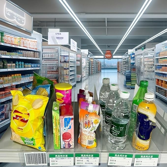20 Pcs 39*15CM Transparent Shelf Dividers with Card Slot，Adjustable Shelf Organizers, Crystal Clear PVC, Ideal for Product Display and Organization on Wire Shelves, Retail Shelving by Clip Strip