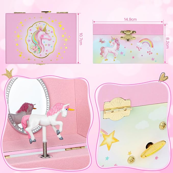 Musical Jewelry Box for Girls- Glitter Storage Box and Jewelry Set- Gifts for Girls, The Unicorn Song - by The Irish Rovers, Unicorn Toys