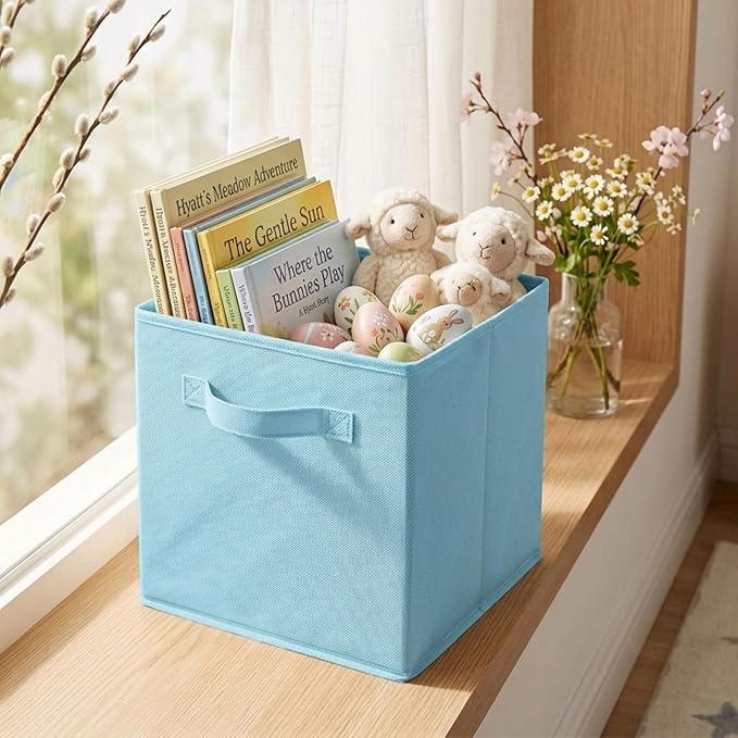 Shellkingdom Storage Bins, Foldable Fabric Storage Cubes And Cloth Storage Organizer Drawer For Closet And Toys Storage,2 Pack（Light Blue）