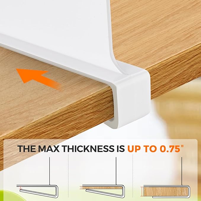 White Acrylic Shelf Dividers for Closets Organizer & Storage,12 Pack | Adjustable Vertical Wood Shelf Closet Separators, Keep Clean, for Clothes,Book,Bags, in Bedroom and Kitchen