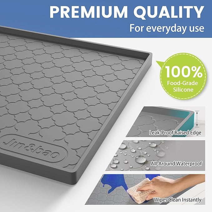 Jin&Bao Waterproof Under Sink Mat 46" x 22", Thick Silicone Mat Cabinet Protector for Kitchen and Bathroom, Shelf Liner, Home Organizer and Storage, Multipurpose Tray for Gadgets and Essentials