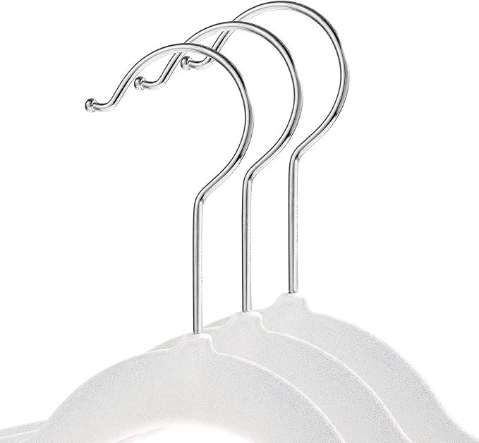 Casafield 50 Velvet Kid's Hangers - 14" Size for Children's Clothes - Ivory