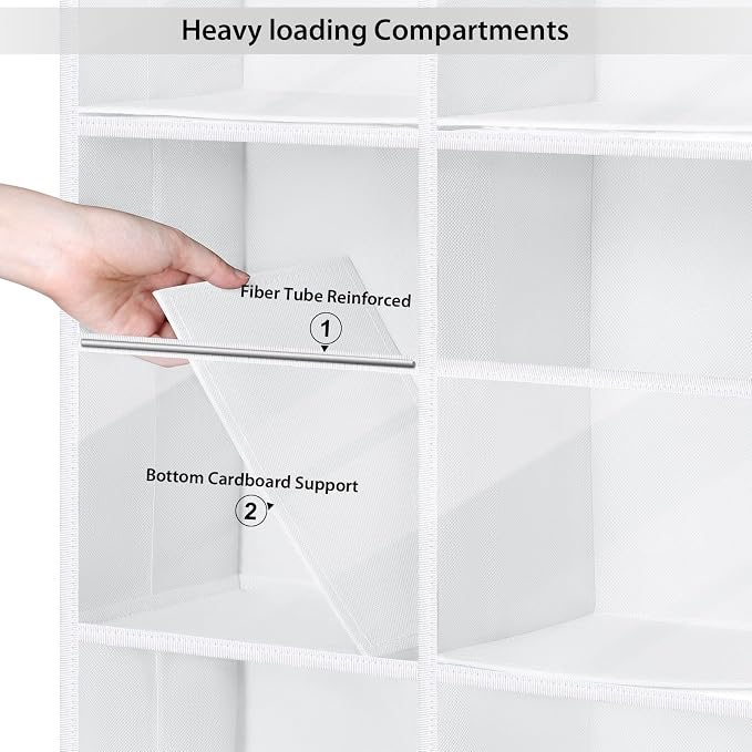 Univivi Over the Door Organizer, 6 Tiers Behind Door Storage with Clear Deep Pockets Hanging Organizer for Closet, Bedroom, Nursery, Bathroom and Sundries (White)