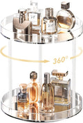 Lolalet 360 Degree Rotating Acrylic Perfume Organizer Stand, 2 Tiers Clear Perfumes Holder Display Rack, Makeup Skincare Organization for Vanity Bathroom Countertop -Large, Clear