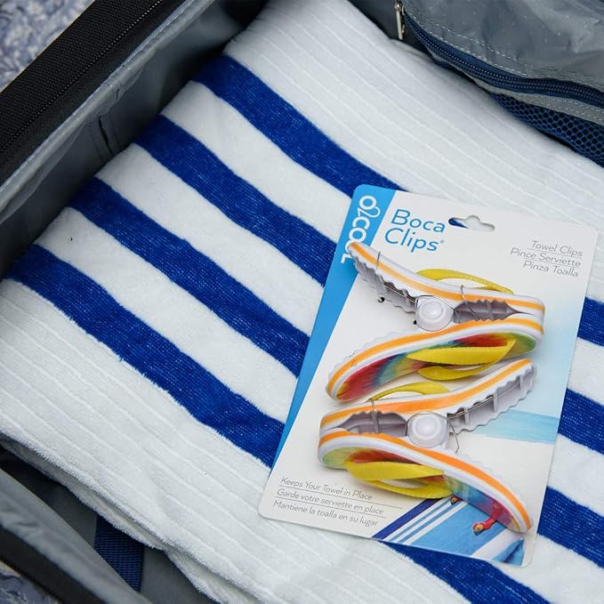 O2COOL BocaClips Beach Towel Clips Patio Pool Tie Dye Flip Flop 2pk | Yes