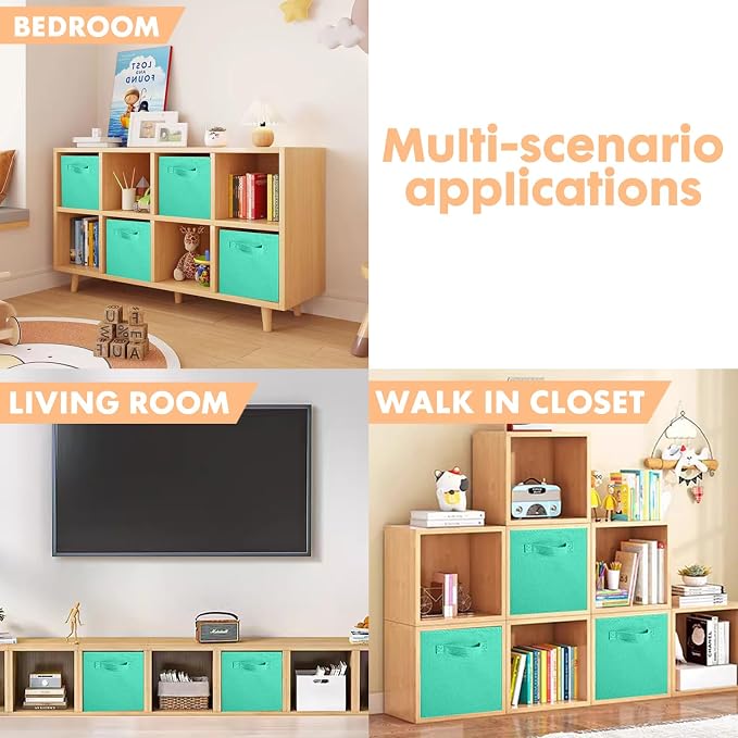 ShellKingdom Storage Bins, Foldable Fabric Storage Cube And Cloth Organizer | Storage Drawer For Closet And Toys, 13 X 13 X 13 INCH, 2 Pack (Mint Green)