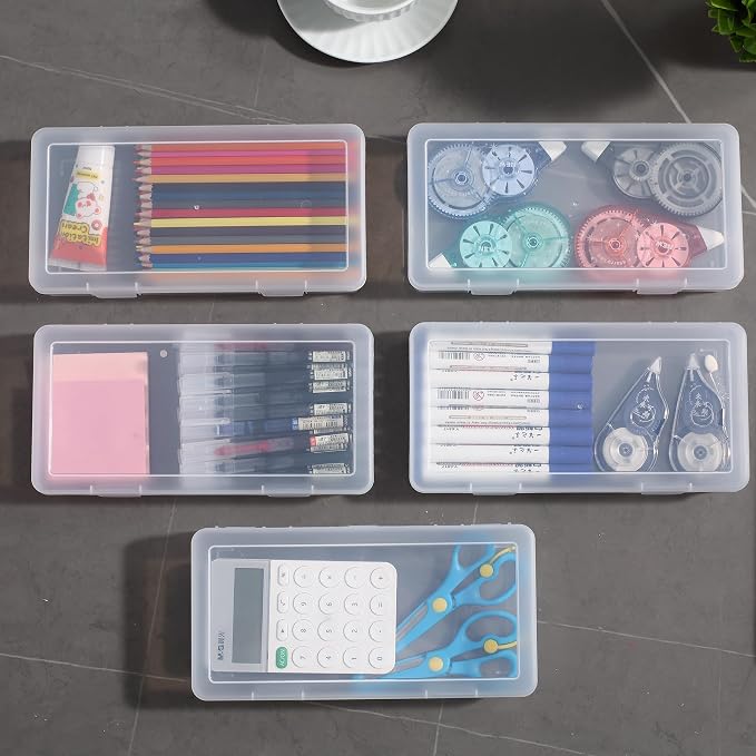 9 Pack Medium Clear Plastic Storage Boxes with Lids, Craft Jewelry Life Item Organizer for Puzzles, Pens, Rings, Needle and Thread, Nail Polish, Remote Controls