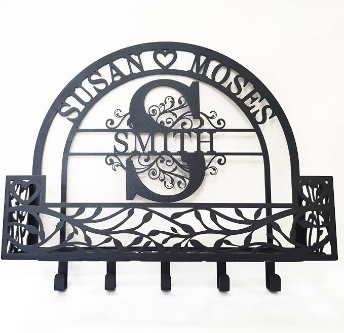 Mail Organizer Wall Mount (Iron, Rustic, 10lbs Capacity) - Decorative Storage Hook for Entryway, Kitchen, Office