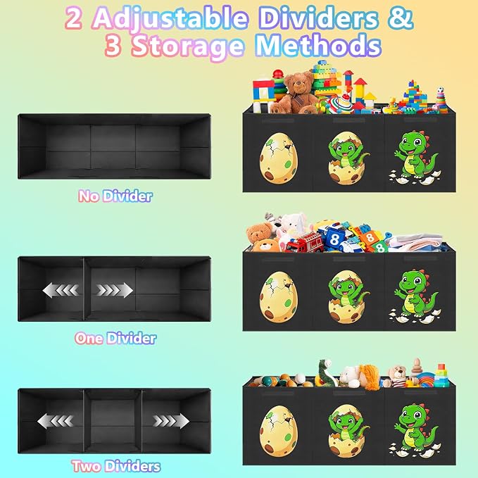 Livole 145L Toy Box, Collapsible Kids Toy Chest Bins with Lids Sturdy Large Toy Storage Organizer Boxes for Boys Nursery Room Playroom Closet, 40"X16"X14", Black