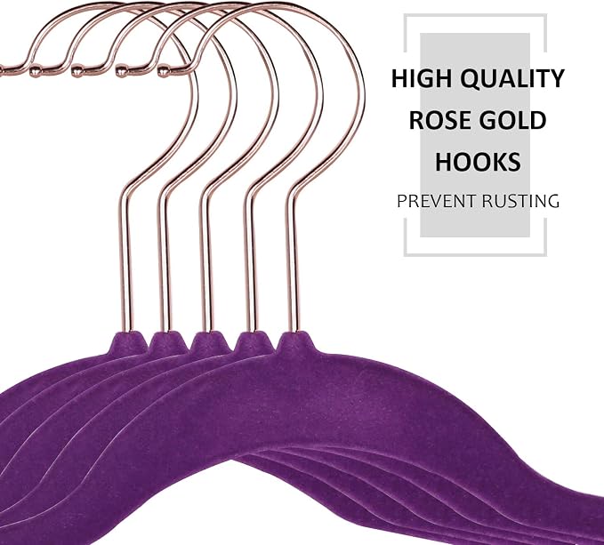 VECELO Premium Velvet Clothes Hangers Suit Heavy Duty (100 Pack)-Non Slip & Space-Saving with 12 Finger Clips & 2Tie Rack Excellent for Men and Women,Dark Purple