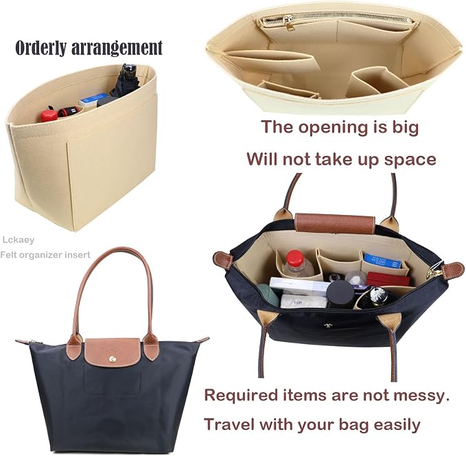 Lckaey Purse Organizer Insert for Longchamp Le Pliage Neo Handbags Insert Organizer 1012BEIGE-S