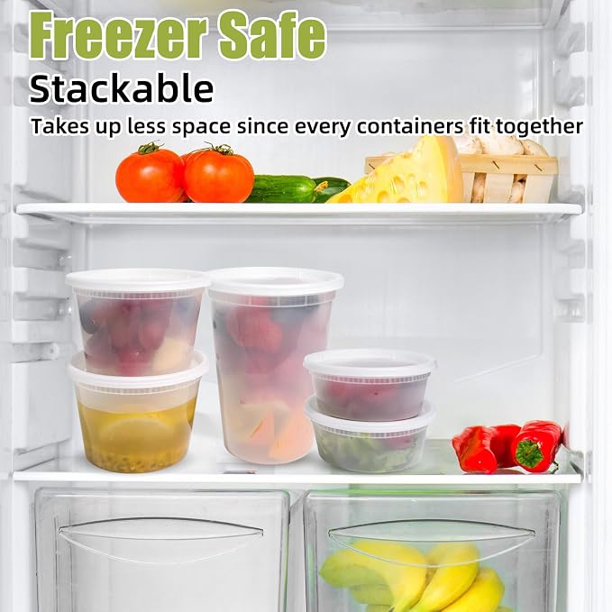 EASYTRIP [60 Pack] 32oz Deli Containers with Lids,Food Storage Container with airtight lid，Plastic Soup Containers with Lids Meal Prep/BPA Free/Freezer Safe/Dishwasher Safe/Microwave Safe/Stackable