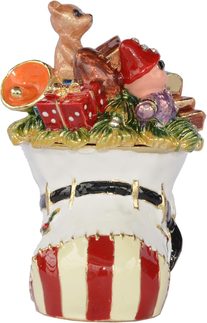 Christmas Ornament Trinket Box Jewelry Box Hand Painted Decorative Box with Hinged Lid Ring Earring Holder Holiday Figurine Collectible