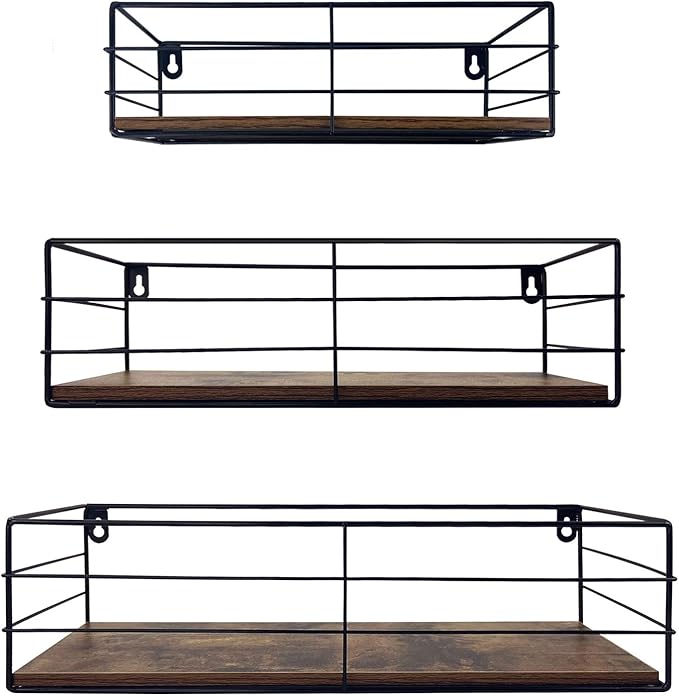 CRUGLA Floating Shelves Wall Mounted Set of 3, Hanging Storage Wall Shelf for Bathroom, Living Room, Bedroom, Kitchen Home