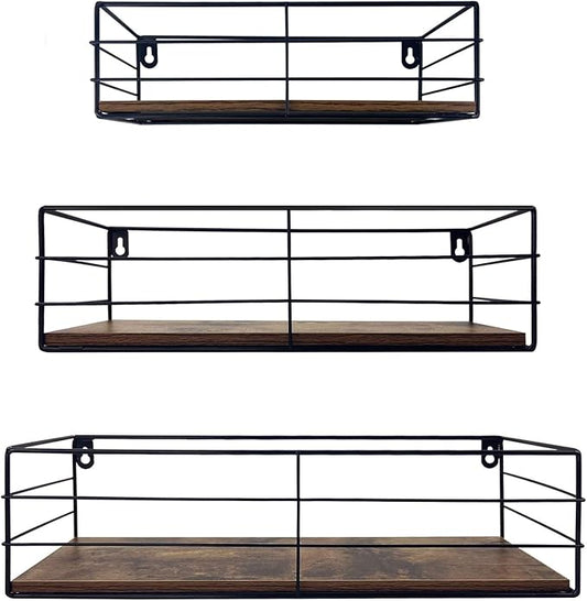 CRUGLA Floating Shelves Wall Mounted Set of 3, Hanging Storage Wall Shelf for Bathroom, Living Room, Bedroom, Kitchen Home