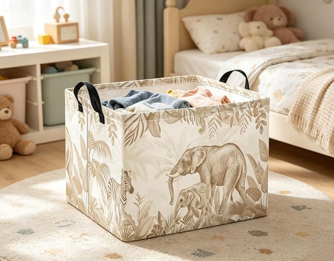 Rectangular Baby Kids Storage Basket for Home Kitchen Girls Cute Toy Storage Bin Organizer Shelf Book Room Decor(Animal)
