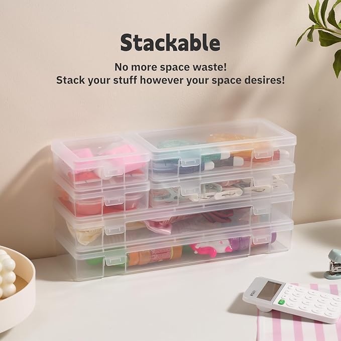 novelinks Plastic Small Storage Containers with Lids for Organizing | 18 Pack, Small Clear, Task Boxes for Special Education, Board Game Storage Containers, Balloon Storage Organizer, Mini Box