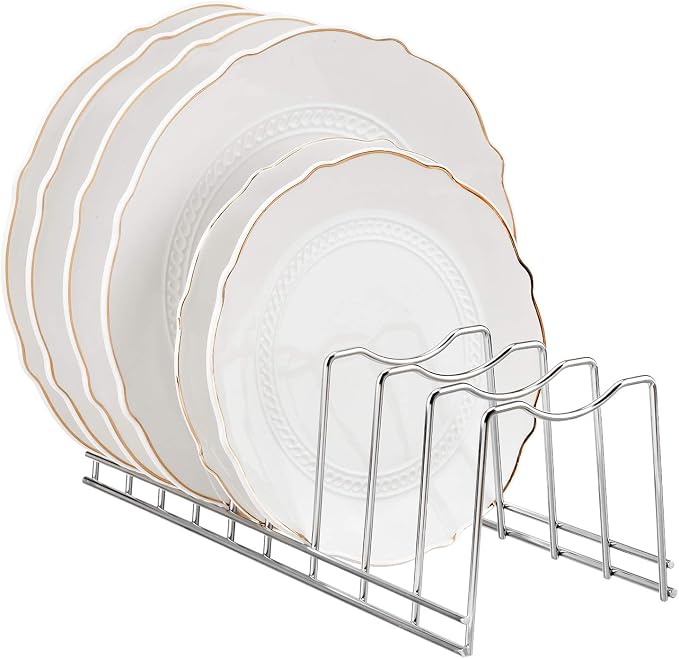 Pot Lid Organizer, Kitchen Plate Rack Holder Rest, Storage Cutting Boards, Bakeware, Pots & Pans, Serving Trays, Reusable Containers in Cabinet Pantry, Stainless Steel