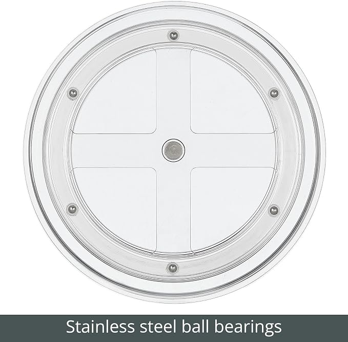 mDesign Lazy Susan Turntable Plastic Spinner for Kitchen/Bathroom, Pantry, Fridge, Cupboards, or Counter Organizing, Fully Rotating Organizer for Food, 9" Round - Lumiere Collection - Clear