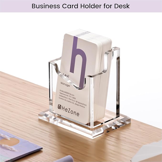 HeZone Vertical Business Card Holder Display for Desk 1 Slot Acrylic Business Card Stand Rack for Women and Men (1 Slot Vertical) for Exhibition,Home&Office