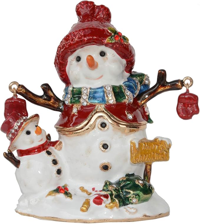 Christmas Ornament Trinket Box Jewelry Box Hand Painted Decorative Box with Hinged Lid Ring Earring Holder Holiday Figurine Collectible