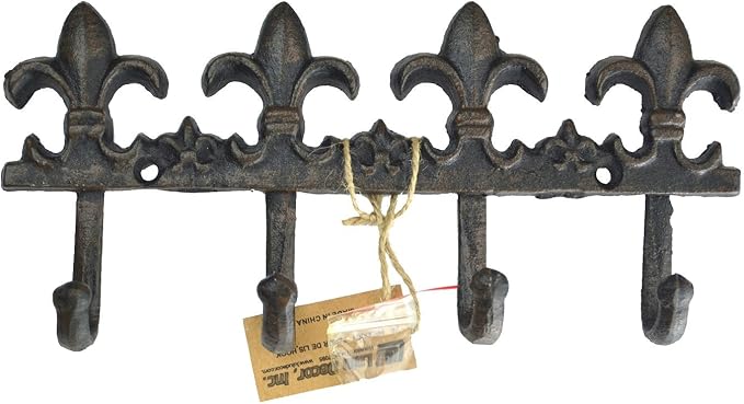 Lulu Decor, Cast Iron Fleur De Lis Key Hook Decorative Wall Hooks Antique cast Iron Hook Vintage Hook Key Holder Key Hook Hanger Wall Mount
