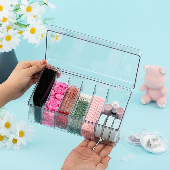 Lash Extension Organizers and Storage, Lash Extension Supplies Organizer, Lash Cart Organizer, Acrylic Large Capacity Eyelash Extension Supplies Storage Box, Lashes Supplies Container