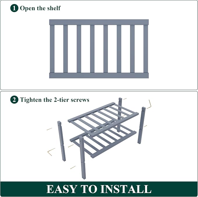 Smiry Bamboo Shoe Rack for Closet, 2 Tier Small Wooden Shoe Organizer, Stackable Wood Shoe Storage Shelf for Entryway, 14 Vertical Slats, One-piece Heavy-Duty Legs, 17.32"x11.02"x12.99", Grey