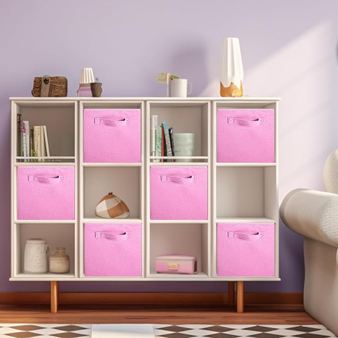 ShellKingdom Storage Bins, Foldable Fabric Storage Cube And Cloth Organizer | Storage Drawer For Closet And Toys, 13 X 13 X 13 INCH, 6 Pack (Pink)