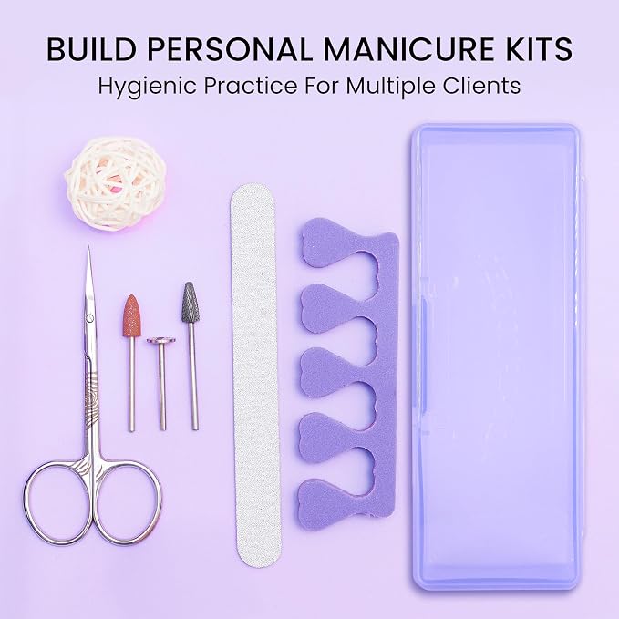 Beauticom Personal Box Storage Case for Professional Manicurist Nails Pedicure (Large Size) (4 Pieces, PURPLE)