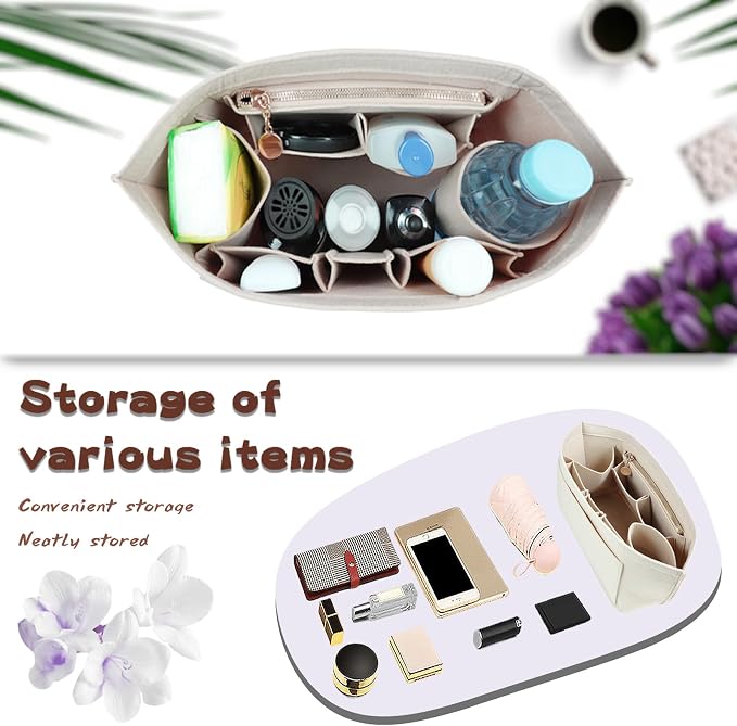 Lckaey Purse Organizer For Longchamp Purse For Long Champ Le Pliage Insert organizer1012-25beige-L