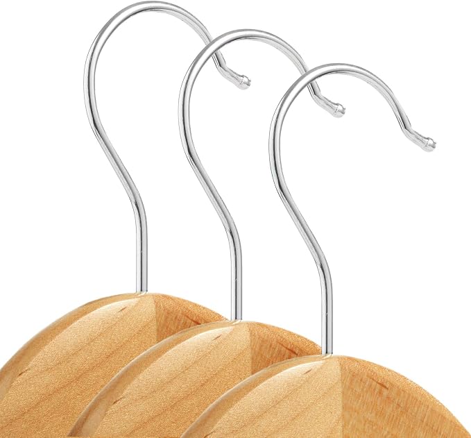 Casafield - 20 Natural Wooden Suit Hangers - Premium Lotus Wood with Notches & Chrome Swivel Hook for Dress Clothes, Coats, Jackets, Pants, Shirts, Skirts