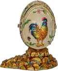 Rooster on Faberge Egg Trinket Box Jewelry Box Hand Painted Decorative Box with Hinged Lid Ring Earring Holder Easter Egg Collectible
