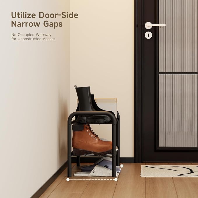 Shoe Rack,Long Shoe Organizer for Closet,Wide Shoe Storage for Entryway, 2 Tier Sturdy Metal Free Standing Shoe Shelf